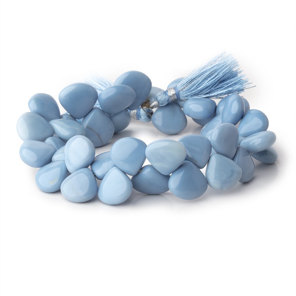 11-12.5mm Owyhee Blue Opal Plain Heart Beads 8 inch 38 pieces - BeadsofCambay.com