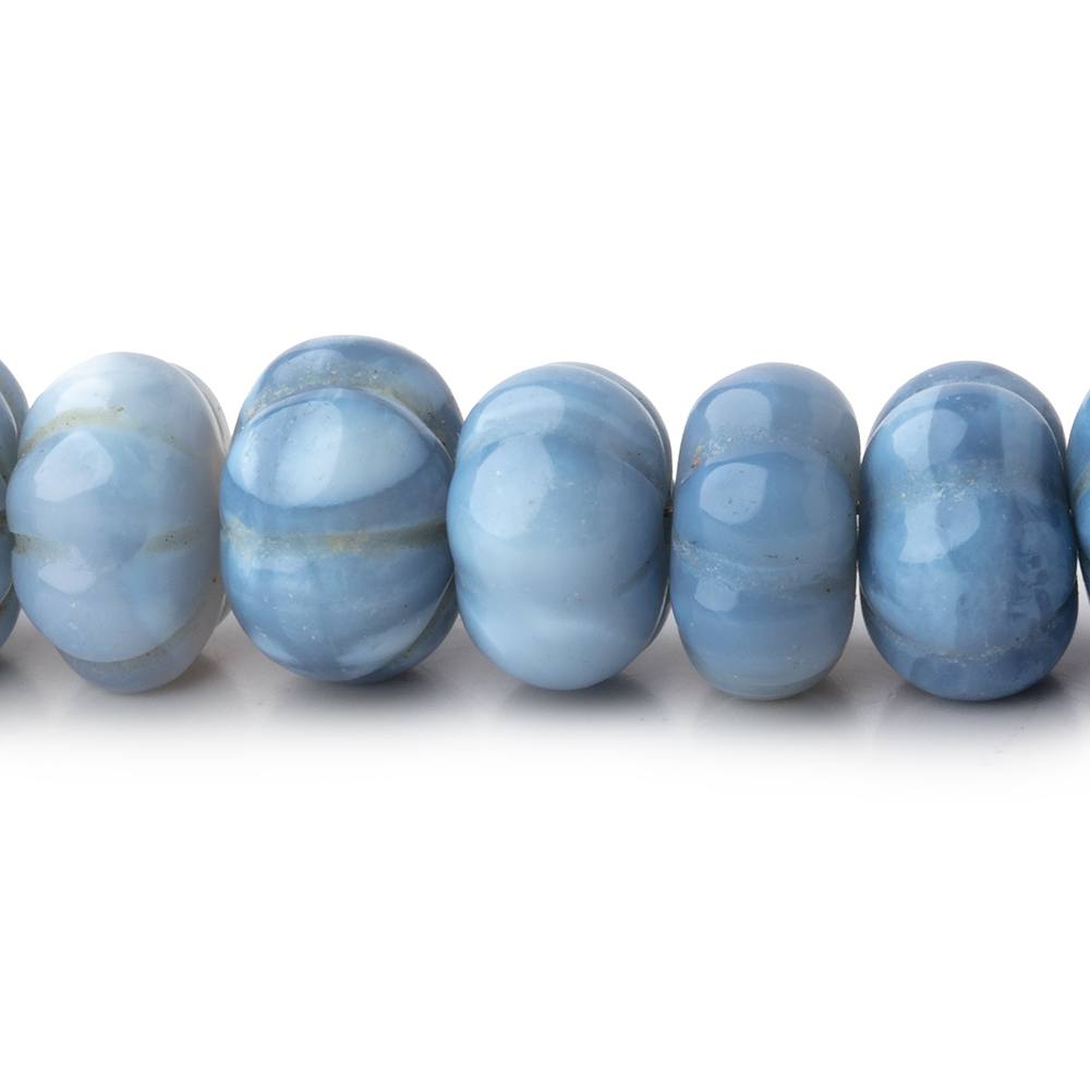 8-10mm Owyhee Blue Opal Carved Melon Beads 16 inch 65 pieces - BeadsofCambay.com
