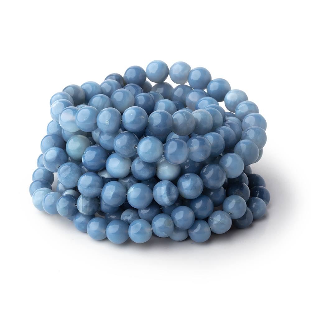 6-8mm Dark Owyhee Blue Opal Plain Round Beads 16 inch 52 pieces - BeadsofCambay.com