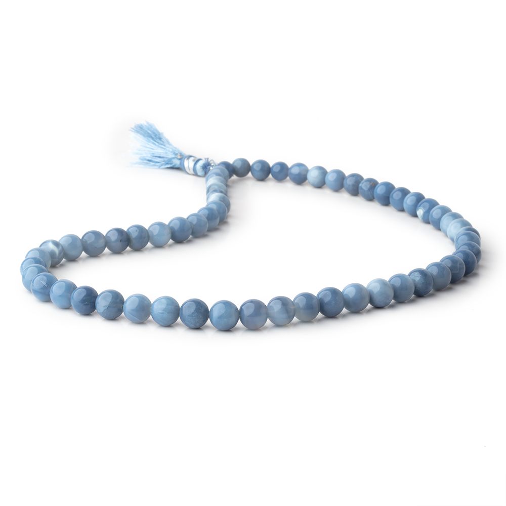 6-8mm Dark Owyhee Blue Opal Plain Round Beads 16 inch 52 pieces - BeadsofCambay.com