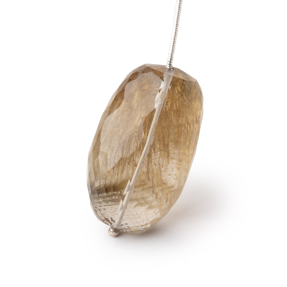 35x21mm Rutilated Quartz Faceted Nugget Focal 1 Bead - BeadsofCambay.com