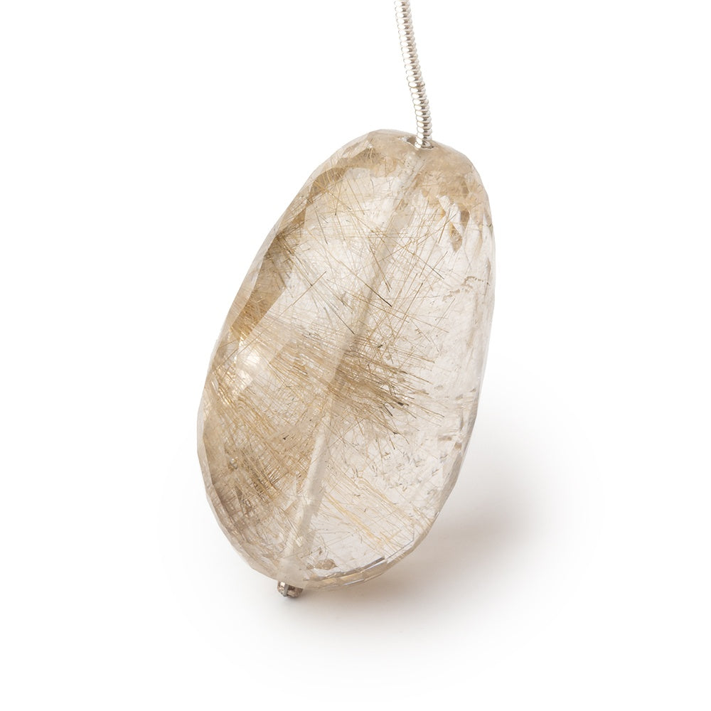 35x20mm Rutilated Quartz Faceted Nugget Focal 1 Bead - BeadsofCambay.com