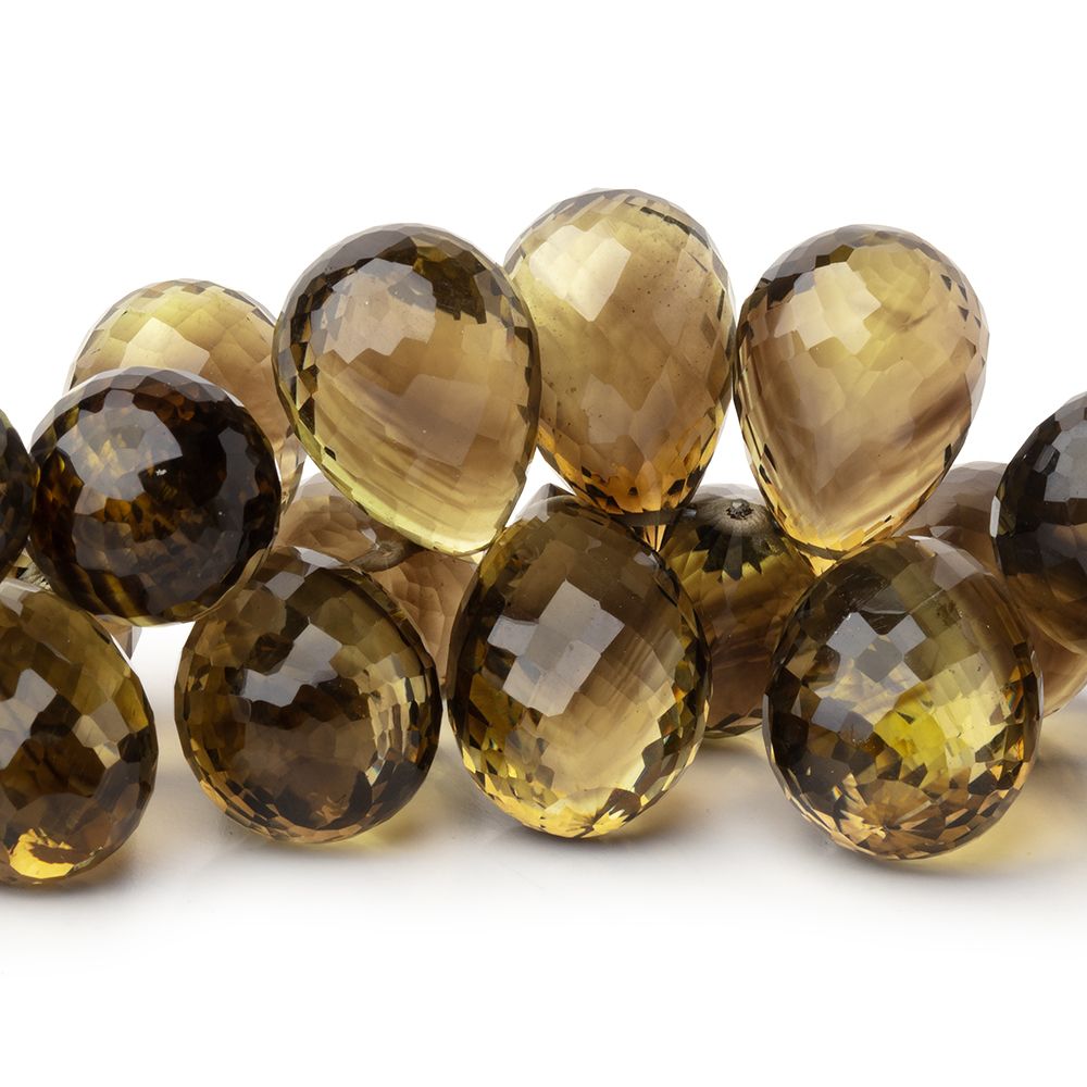 12-18mm Bi-Color Quartz Faceted Tear Drop 8 inch 54 Beads AAA - BeadsofCambay.com