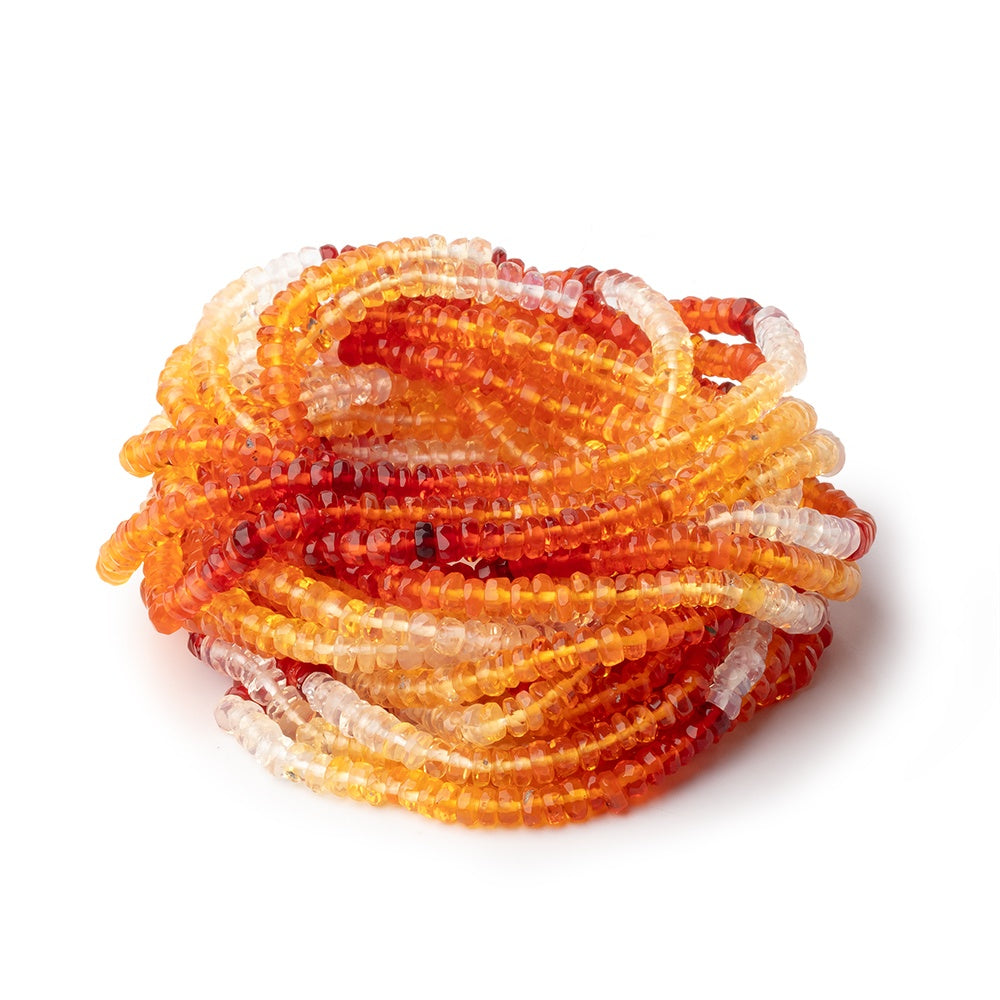 3mm Mexican Fire Opal Faceted Rondelle Beads 15.5 inch 230 pieces AA - BeadsofCambay.com