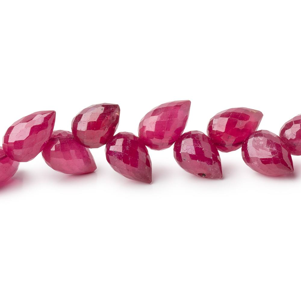 8.5-10mm Ruby Shoulder Drill Faceted Tear Drop 4 inch 19 Beads AAA - BeadsofCambay.com