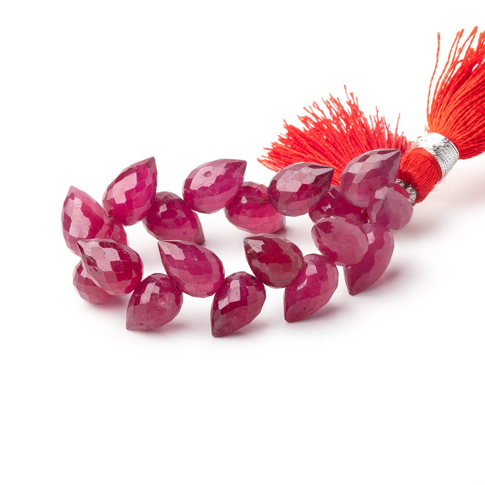 8.5-10mm Ruby Shoulder Drill Faceted Tear Drop 4 inch 19 Beads AAA - BeadsofCambay.com