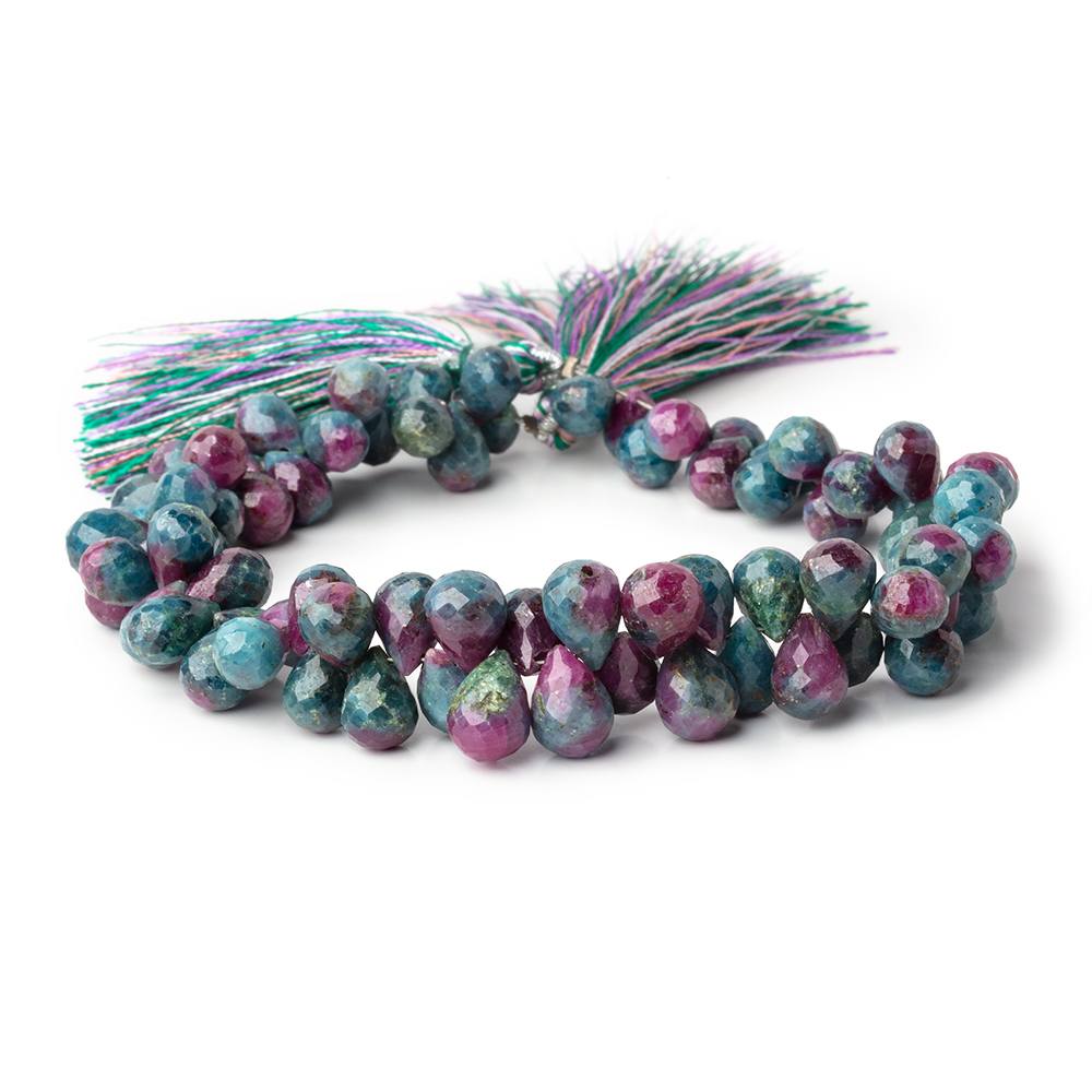 7-9mm Ruby in Kyanite Faceted Tear Drop Beads 8 inch 75 pieces - BeadsofCambay.com