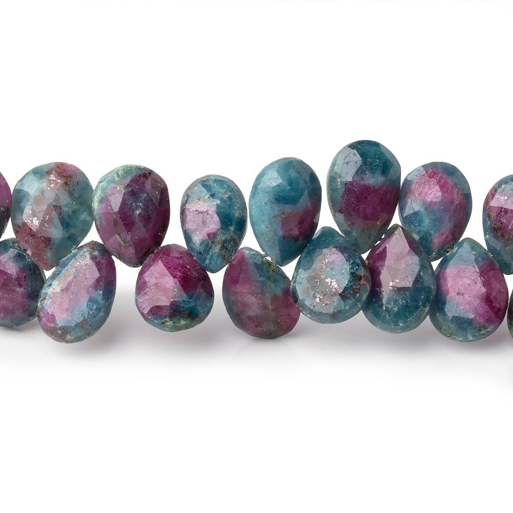 8-10mm Ruby in Kyanite Faceted Pear Beads 7.5 inch 54 pieces - BeadsofCambay.com