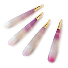 49-55mm Gold Leaf Banded Berry Agate Tear Drop 1 Pendant - BeadsofCambay.com