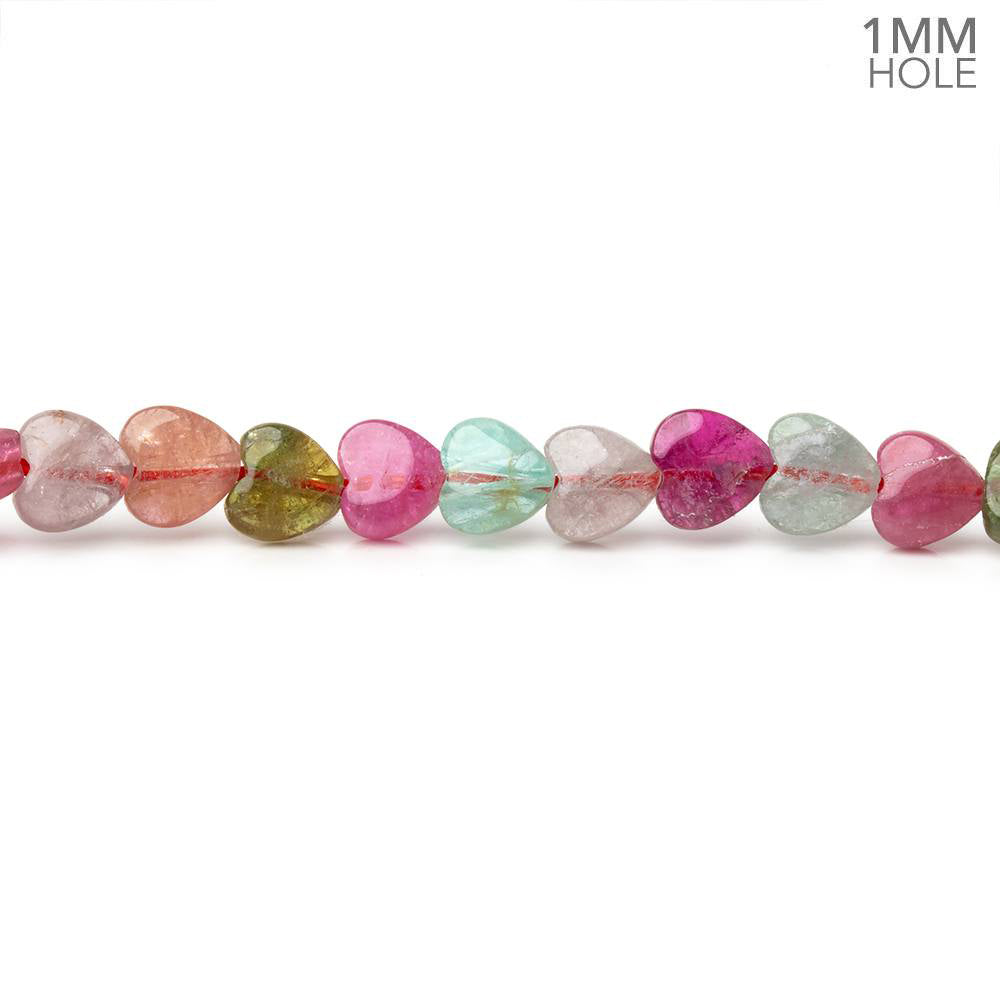 5-5.5mm Multi Color Tourmaline Plain Heart 16 inch 80 Beads 1mm Hole - BeadsofCambay.com