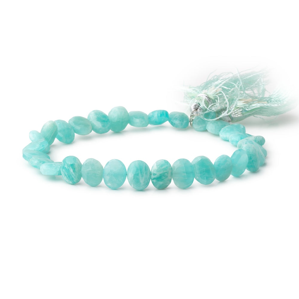 8.5x6.5mm Amazonite Faceted Oval Beads 8 inch 30 pieces - BeadsofCambay.com