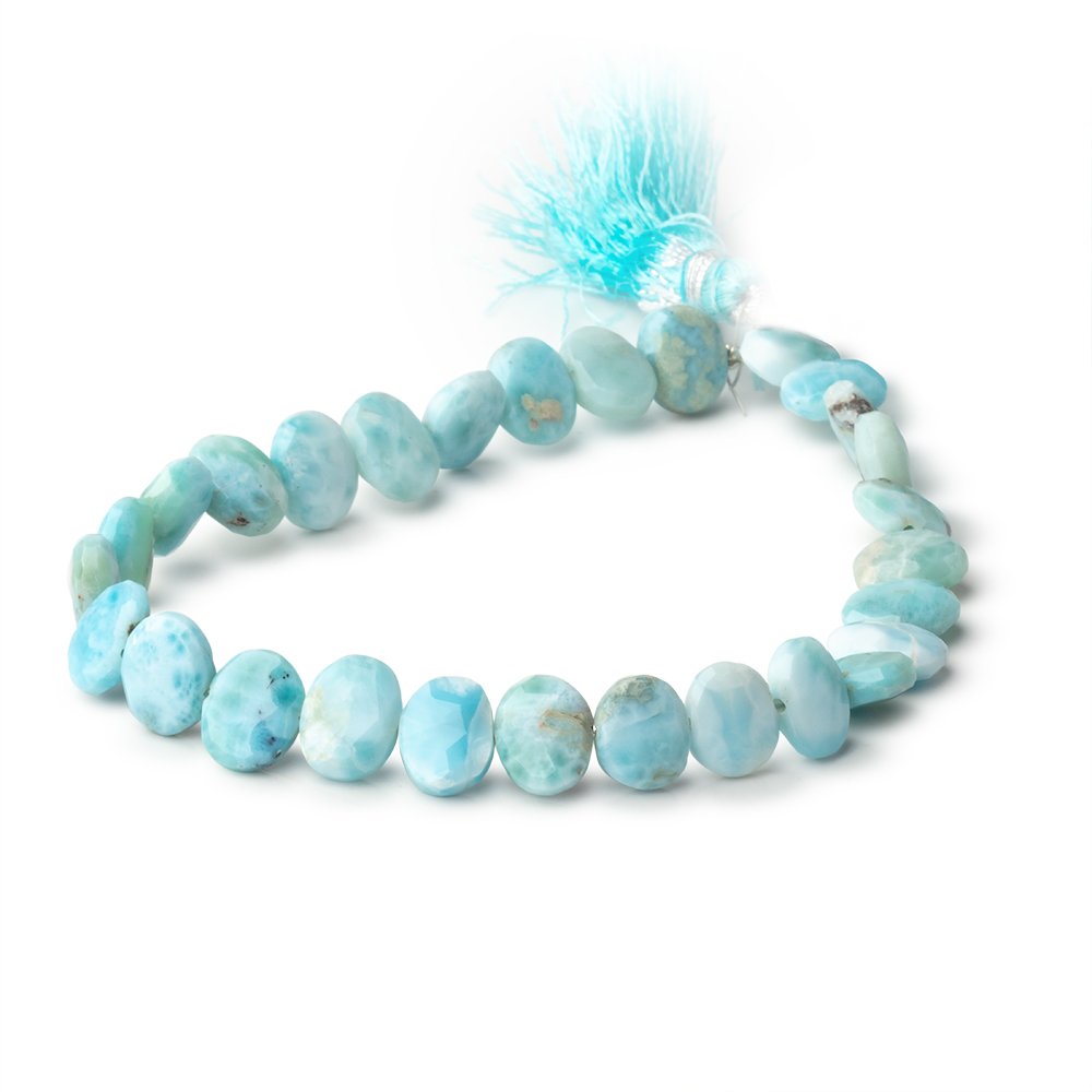 8.5x6.5mm Larimar Faceted Oval Beads 8 inch 28 pieces - BeadsofCambay.com