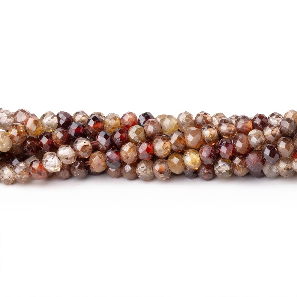 3.8mm Multi Color Zircon Micro Faceted Rondelle 15.25 inch 135 Beads - BeadsofCambay.com