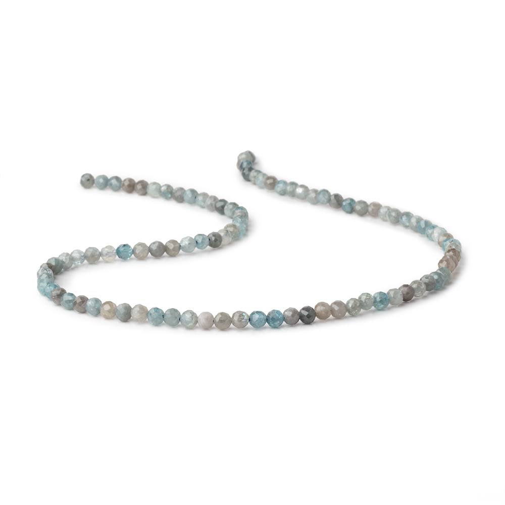 4mm Gray & Blue Zircon Micro Faceted Round 15 inch 94 Beads - BeadsofCambay.com
