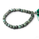 7-8mm Brazilian Emerald Faceted Cube Beads 7.5 inch 24 pieces - BeadsofCambay.com