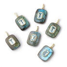 14x11mm Labradorite Rectangle with Bezeled Aqua Inlay 1 Pendant - BeadsofCambay.com