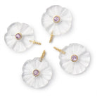 22mm Crystal Quartz Carved Flower with Bezel Pink Amethyst Inlay 1 Pendant - BeadsofCambay.com