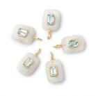 14x11mm Rainbow Moonstone Rectangle with Bezeled Aqua Inlay 1 Pendant - BeadsofCambay.com