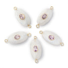 21x12mm Rainbow Moonstone Oval with Bezel Pink Amethyst Inlay Connector - BeadsofCambay.com