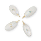 20x10mm Rainbow Moonstone Oval with Bezel Aquamarine Inlay 1 Pendant - BeadsofCambay.com