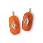 22x12mm Carnelian Rectangle with Bezeled White Topaz Inlay 1 Pendant - BeadsofCambay.com