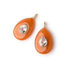 23x16mm Carnelian Pear with Bezeled White Topaz Inlay 1 Pendant - BeadsofCambay.com