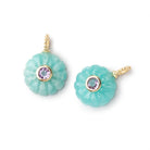 14mm Amazonite Carved Flower with Bezeled Pink Amethyst Inlay 1 Pendant - BeadsofCambay.com