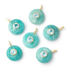 16mm Amazonite Coin with Bezeled Aqua Inlay 1 Pendant - BeadsofCambay.com