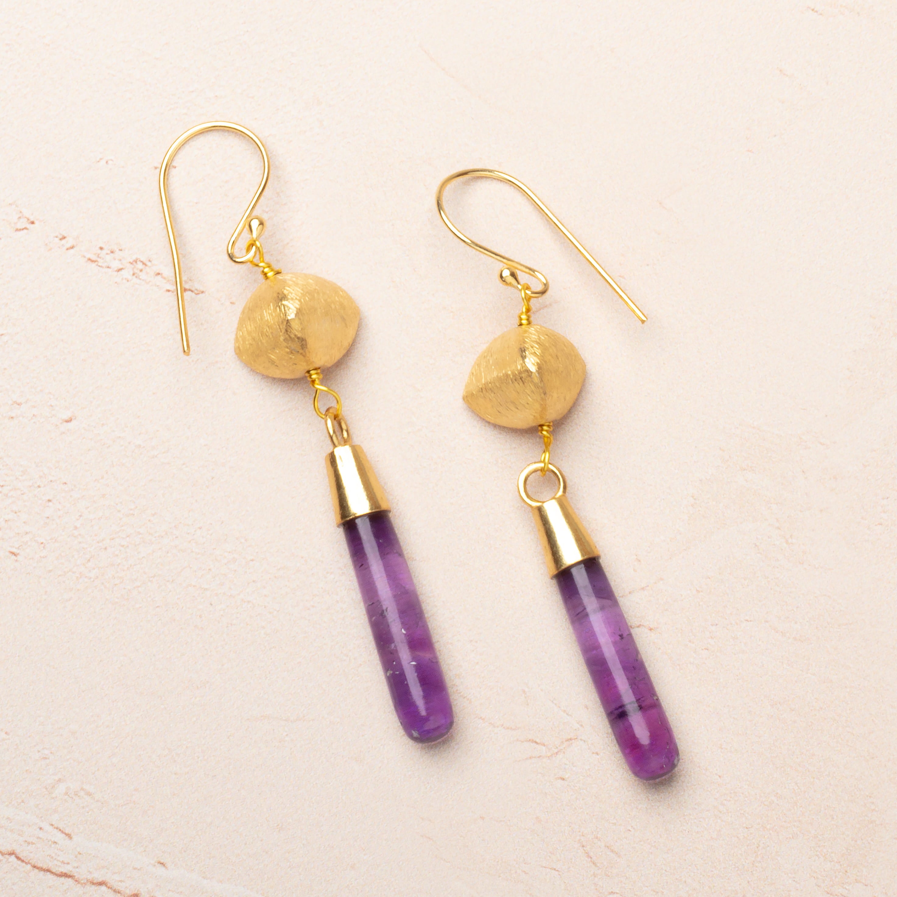 13mm 22kt Plated Copper Brushed Trillion Set of 4 Beads - Beadsofcambay.com