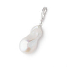 26x14x15mm White Ultra Baroque Pearl with Sterling Silver CZ Bail 1 Pendant AAA - BeadsofCambay.com