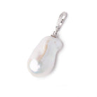 27x16x13mm White Ultra Baroque Pearl with Sterling Silver CZ Bail 1 Pendant AAA - BeadsofCambay.com