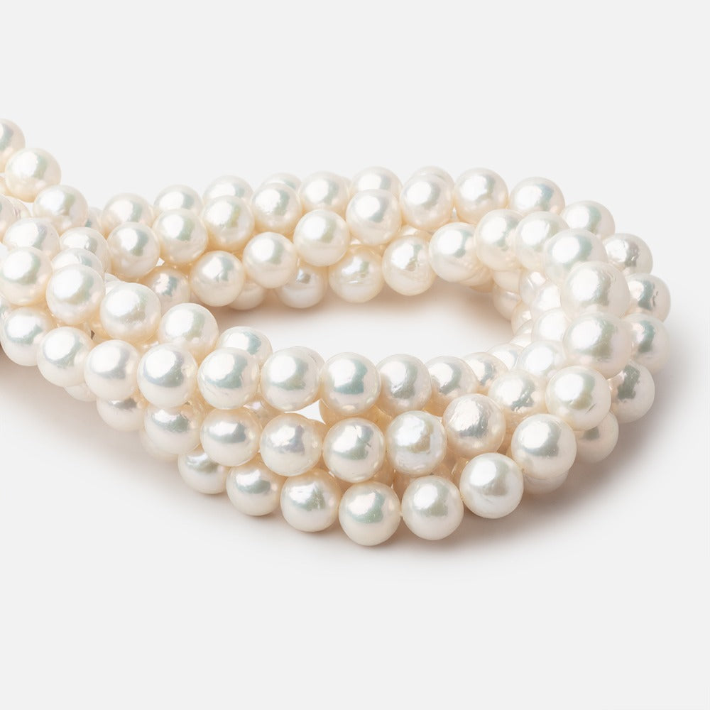 9.5-11mm Off White Near Round Freshwater Pearl Beads 15.75 inch 40 pieces - BeadsofCambay.com