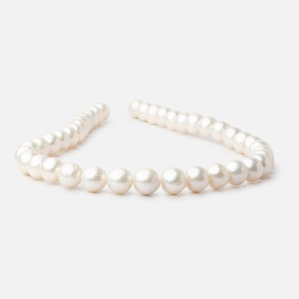 9.5-11mm Off White Near Round Freshwater Pearl Beads 15.75 inch 40 pieces - BeadsofCambay.com
