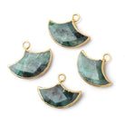 12x18mm Gold Leafed Emerald Faceted Fan Focal Pendant 1 piece - BeadsofCambay.com