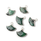 10x15mm Silver Leafed Emerald Faceted Fan Focal Pendant 1 piece - BeadsofCambay.com