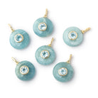 12mm Aquamarine Coin with Bezeled Aqua Inlay 1 Pendant - BeadsofCambay.com