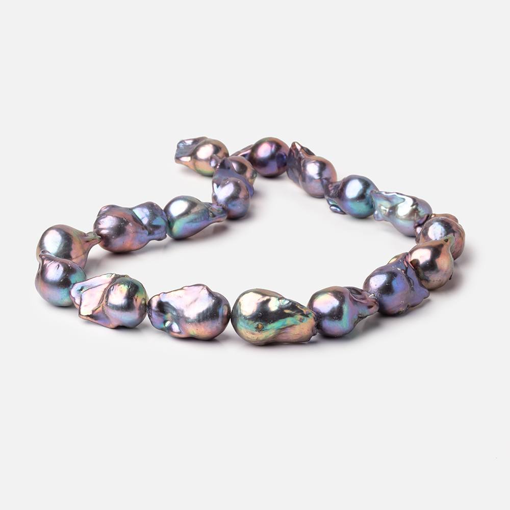 12x22-14x24mm Peacock Ultra Baroque Freshwater Pearls 16 inch 17 Beads AA - BeadsofCambay.com