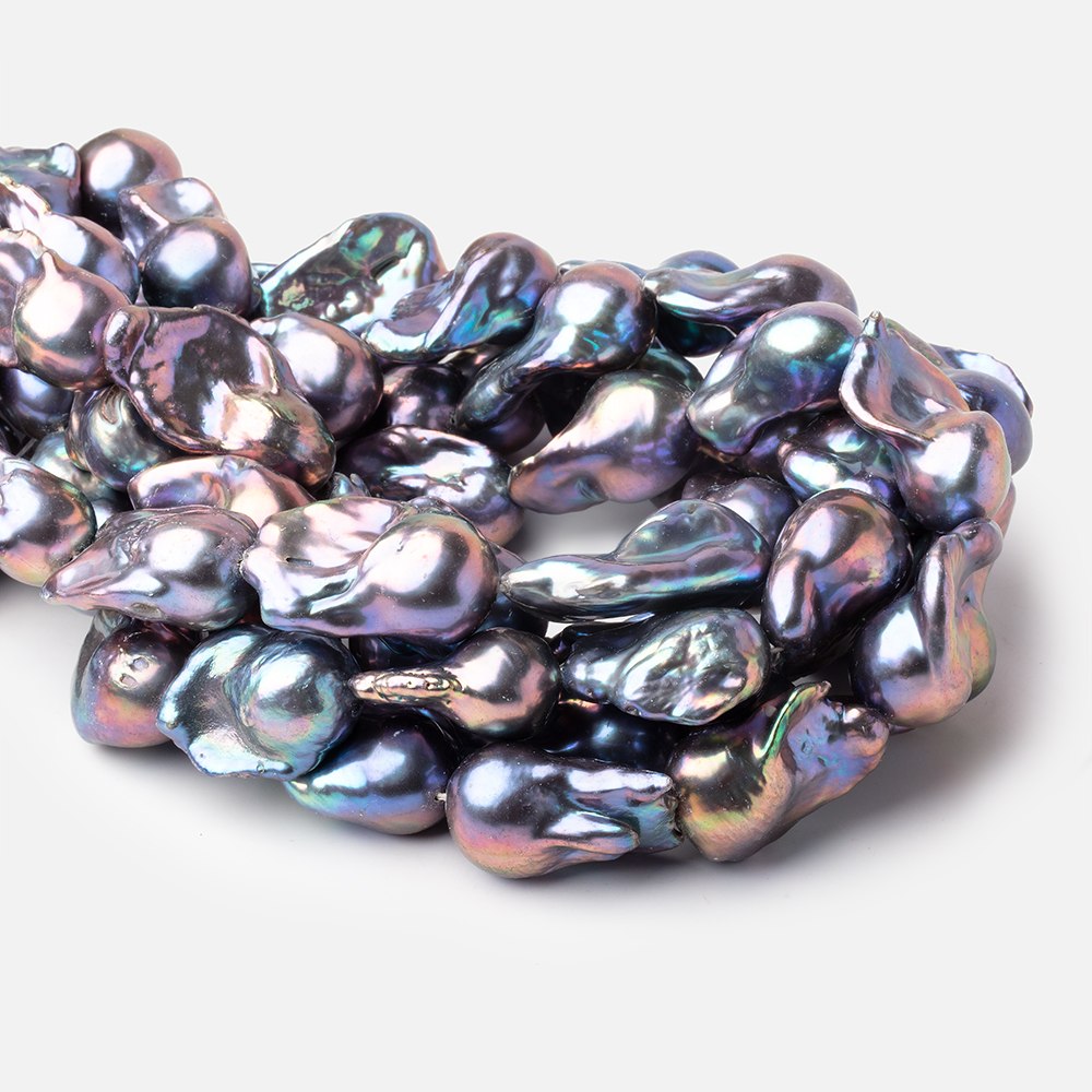 14x22-14x26mm Peacock Ultra Baroque Freshwater Pearls 16 inch 14 Beads AA - BeadsofCambay.com