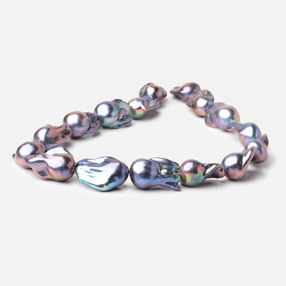 14x22-14x26mm Peacock Ultra Baroque Freshwater Pearls 16 inch 14 Beads AA - BeadsofCambay.com - BeadsofCambay.com