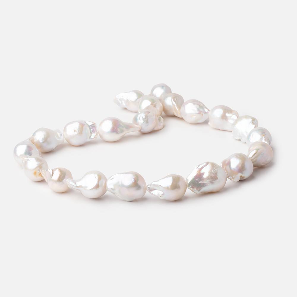12x18-14x23mm White Ultra Baroque Freshwater Pearls 15.5 inch 17 Beads AA - BeadsofCambay.com