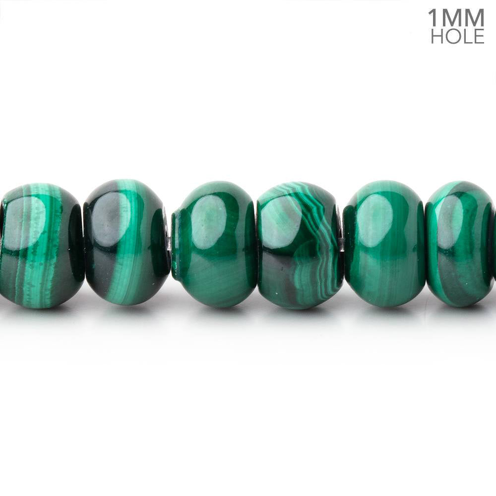 8mm Malachite Plain Rondelle Beads 15.5 inch 82 pieces 1mm Hole - BeadsofCambay.com