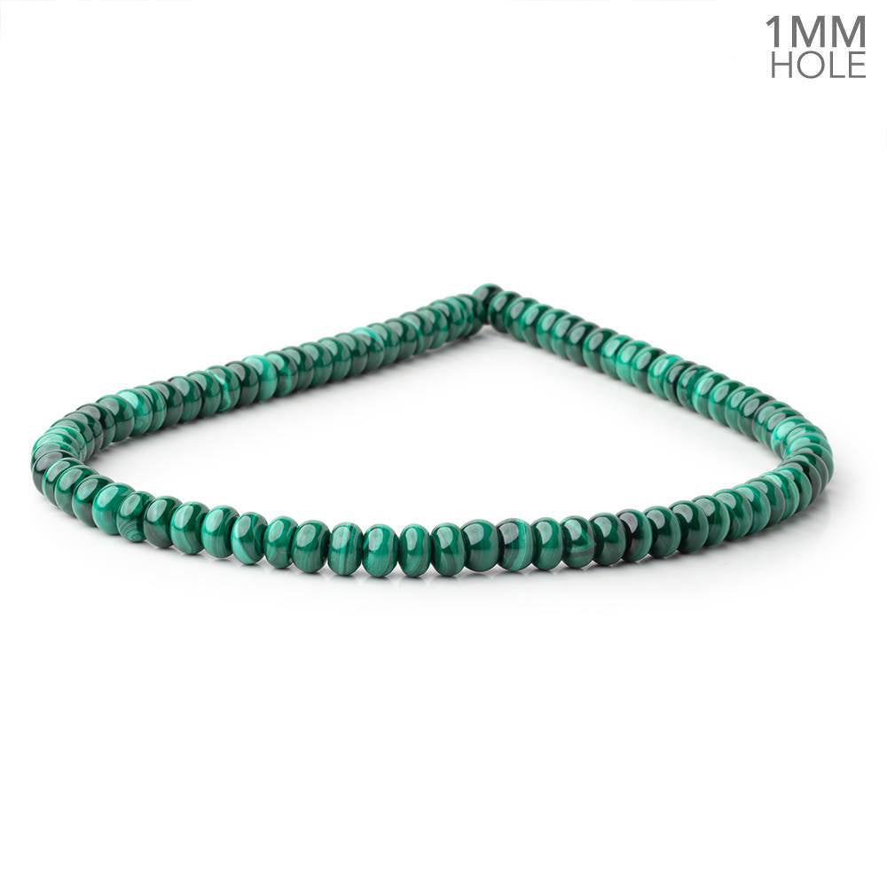 8mm Malachite Plain Rondelle Beads 15.5 inch 82 pieces 1mm Hole - BeadsofCambay.com