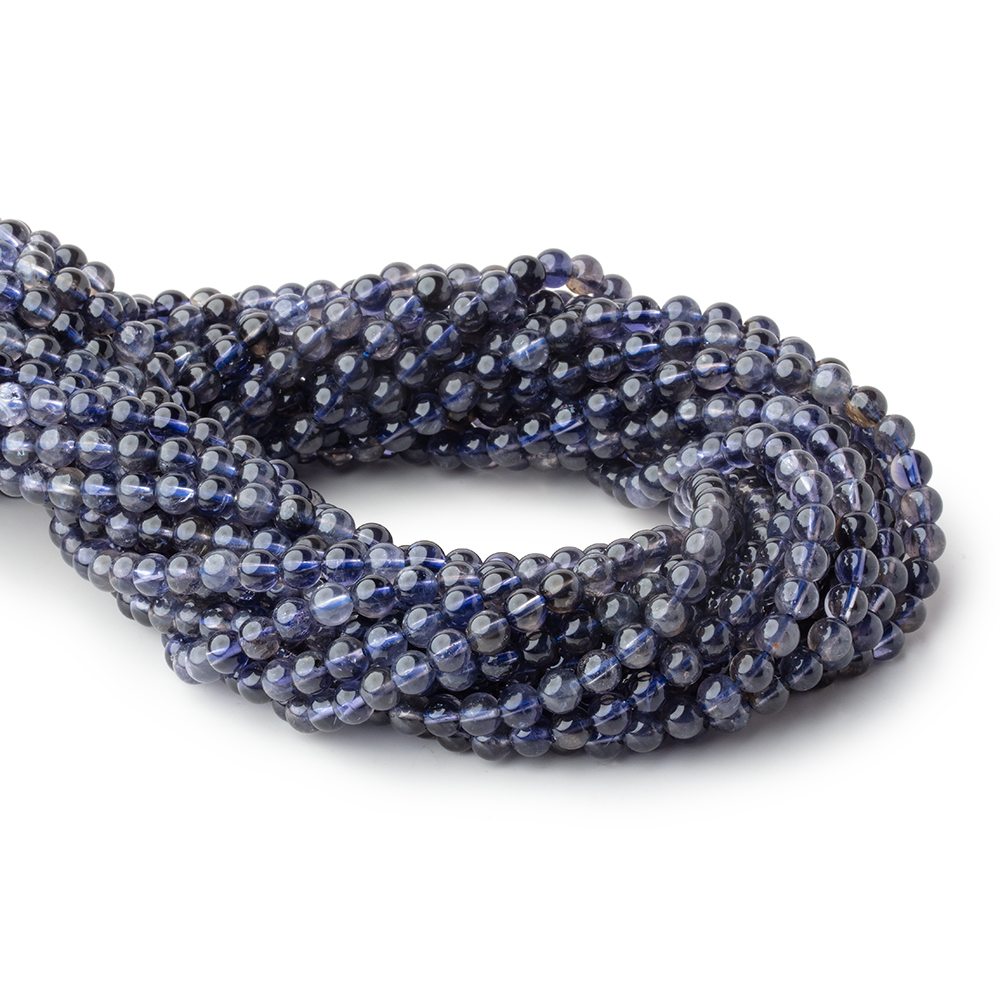 5mm Iolite Plain Round Beads 15 inch 82 pieces AA - BeadsofCambay.com