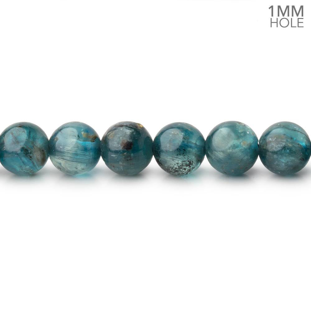 5.5-6mm Tanzanian Kyanite Plain Round 15 inch 64 Beads with a 1mm Hole - BeadsofCambay.com