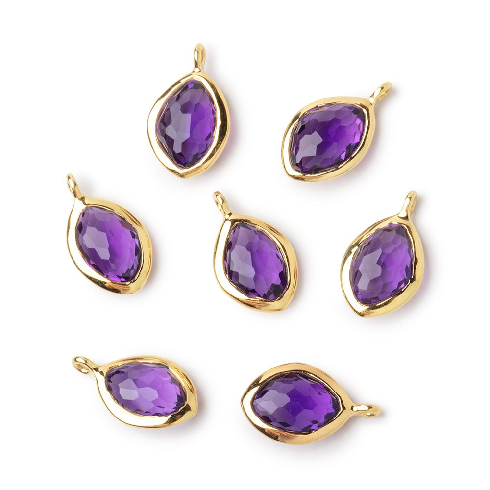 10x8mm Vermeil Bezel Amethyst Faceted Marquise 1 Pendant - BeadsofCambay.com