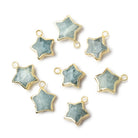 8-11mm Gold Leafed Aquamarine Faceted Star 1 Pendant - BeadsofCambay.com
