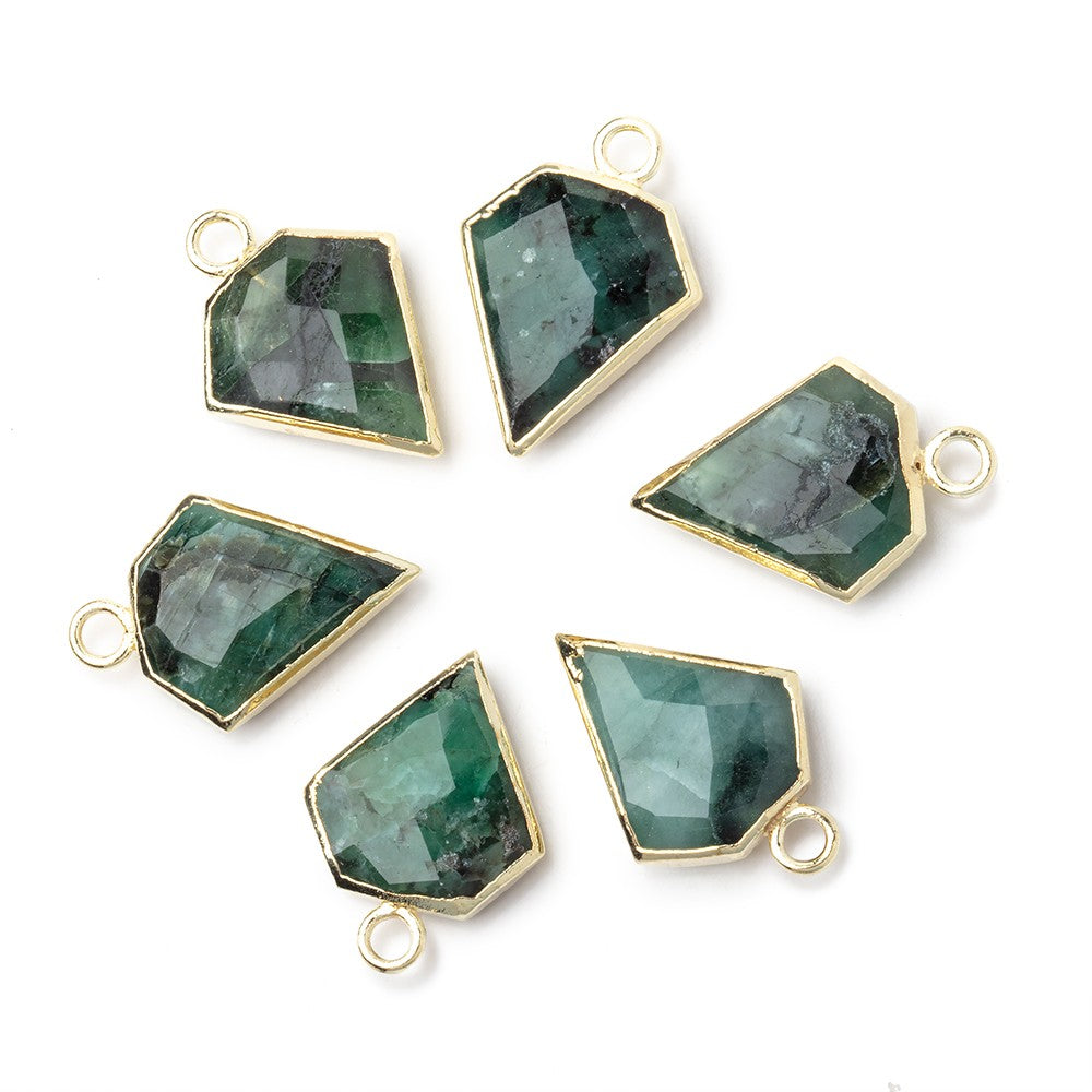 12-14mm Gold Leafed Emerald Faceted Diamond Shape Pendant 1 piece - BeadsofCambay.com