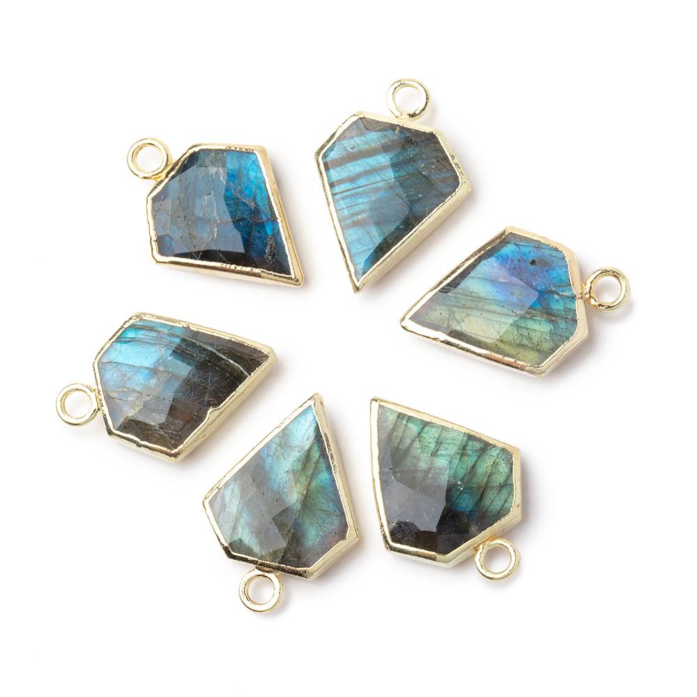 13-14mm Gold Leafed Labradorite Faceted Diamond Shape Pendant 1 piece - BeadsofCambay.com