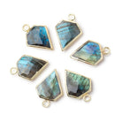 13-14mm Gold Leafed Labradorite Faceted Diamond Shape Pendant 1 piece - BeadsofCambay.com