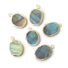 13x11-15x12mm Gold Leafed Labradorite Oval Slice 1 Focal Pendant - BeadsofCambay.com